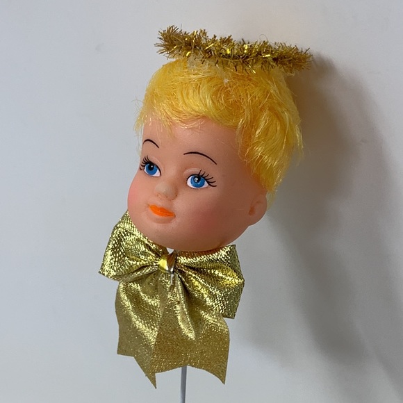 9” angel w/ halo doll head on pick vintage - Picture 7 of 16
